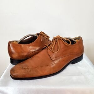 👞👞Hugo boss brown Men's Dress Shoes Square Toe Lace up Oxford Casual Shoes
